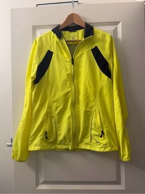 Brooks Neon Yellow and Black lightweight athletic jacket